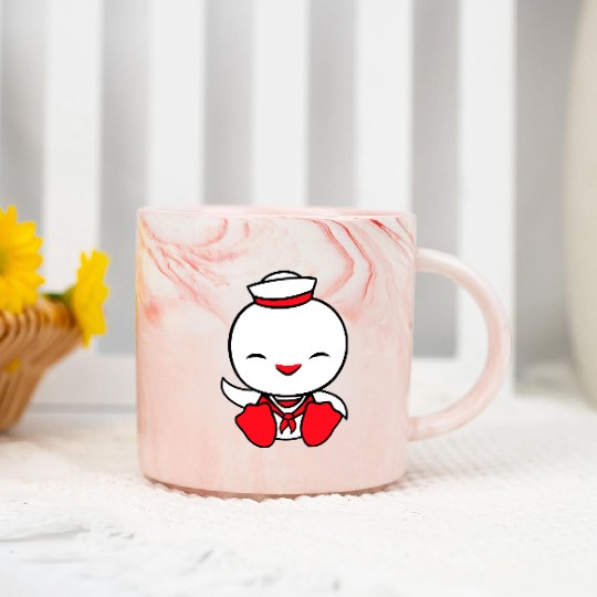 Duck sailor sailor hat waving happily fisherman Marble Mugs