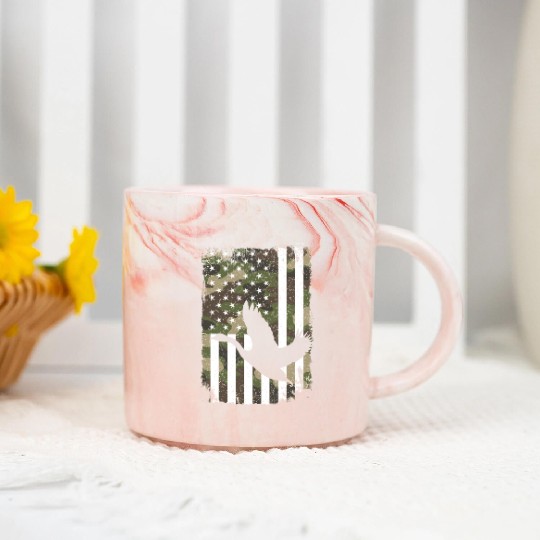Goose Hunting Camo US Flag For Hunter Camouflage Marble Mugs
