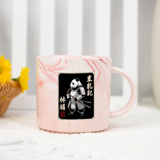Panda Samurai In Japanese Ukiyo-e Marble Mugs