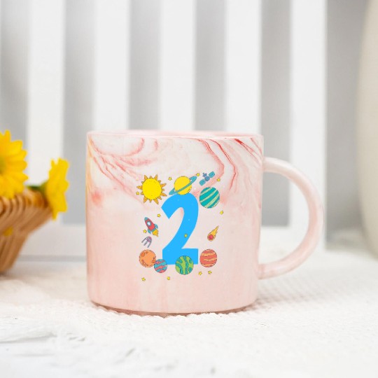 Space Number Two Adventure Fun Birthday Marble Mugs