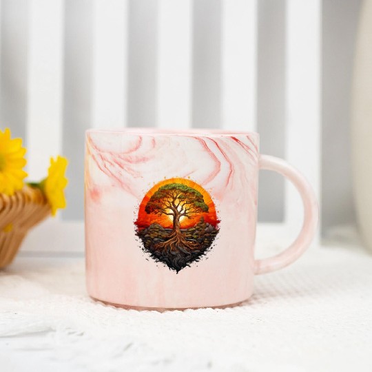 Tree of Life Long Marble Mugs