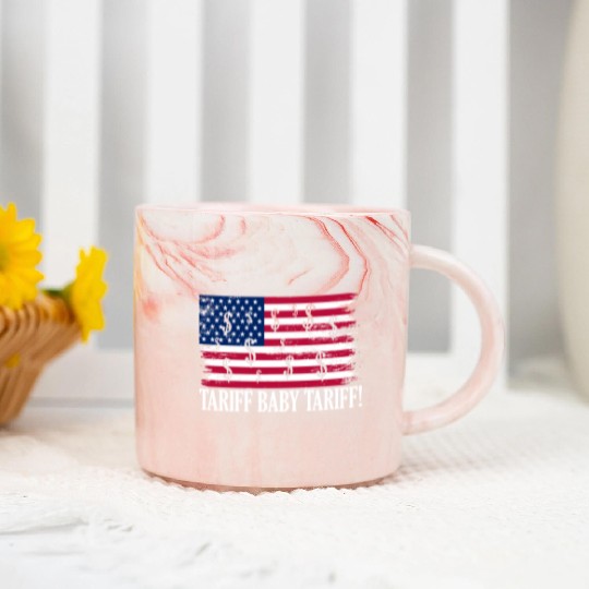 Tariff Baby Tariff American Flag Trump Tariff Marble Mugs