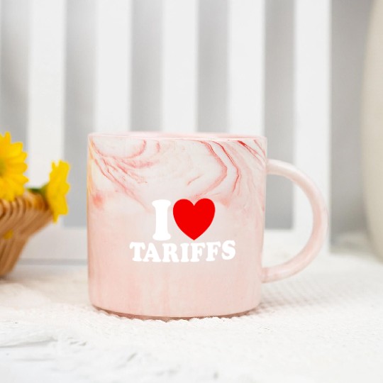 I Love Tariffs Red Heart Funny Trump Tariff Marble Mugs
