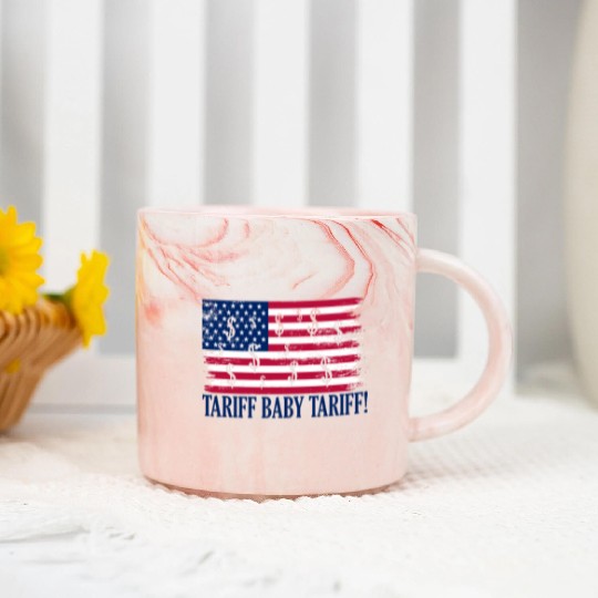 Tariff Baby Tariff American Flag Trump Tariff Marble Mugs