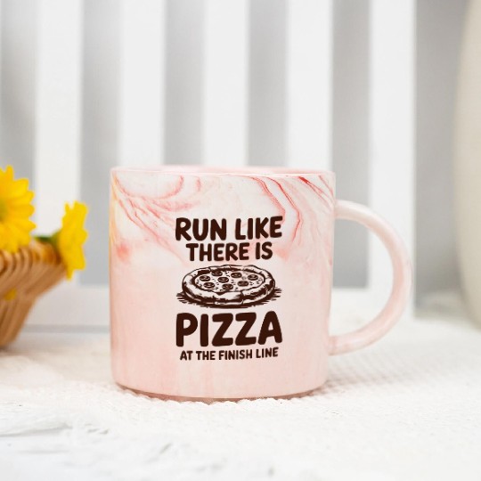 Run Like There Is Pizza Marathon Runner Finish Marble Mugs