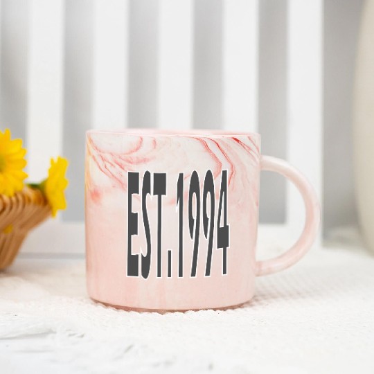 EST. 1994 Ash Text Marble Mugs – Minimalist Vintage