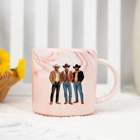 Cowboy Black African American Rodeo Marble Mugs