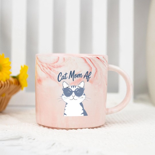 Funny Cat Mom Club Sunglasses Marble Mugs