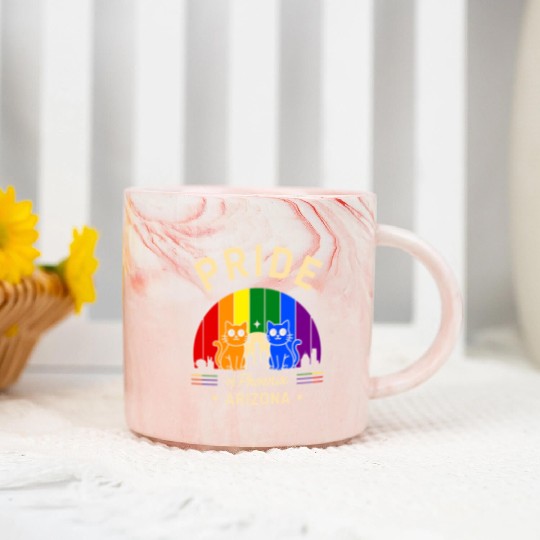 Pride of Phoenix City Arizonna USA Rainbow Flag Marble Mugs