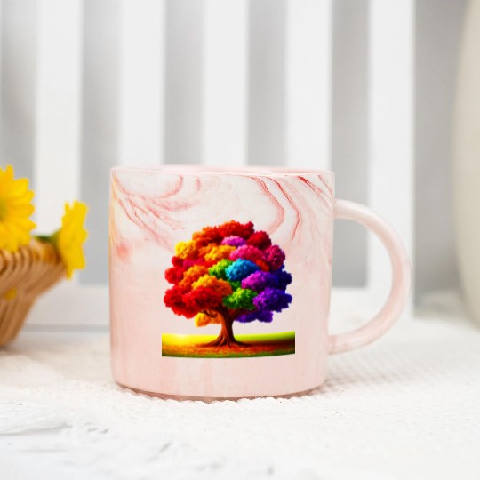 Rainbow colours Spectrum Tree Marble Mugs