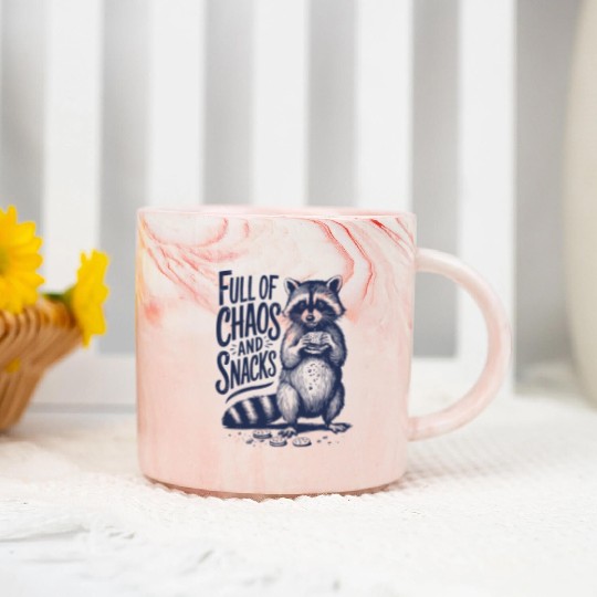 Full Of Chaos And Snacks Raccoon Humor Marble Mugs