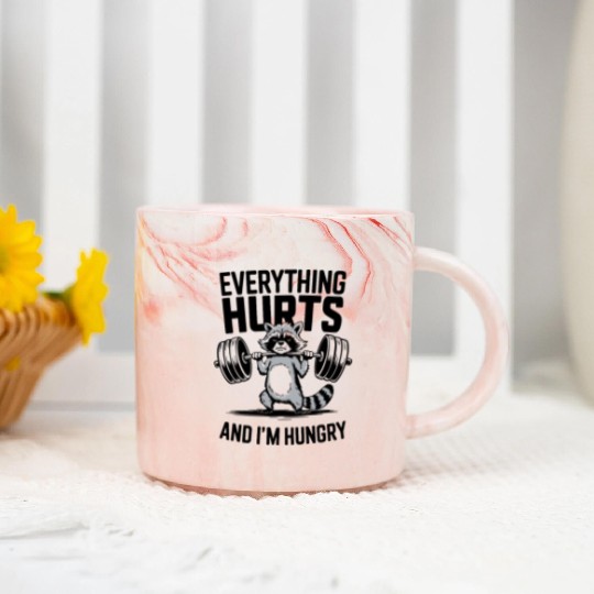 Fitness Gym Sport Weightlifting Everything Hurts Marble Mugs