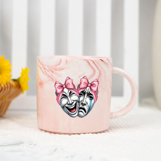 Coquette Bow Theatre Mask Drama Comedy Artist Girl Marble Mugs