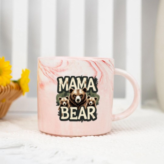 Mama Bear & Cubs Rustic Marble Mugs for Moms