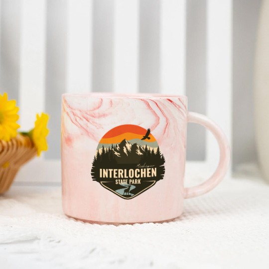 Interlochen State Park Michigan MI Retro Sunset Marble Mugs