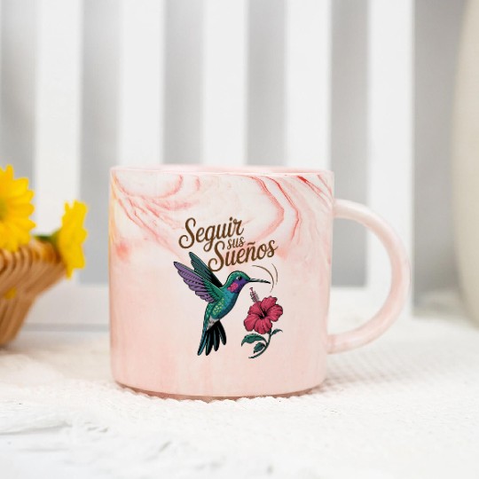 Seguir Sus Suenos Follow Your Dreams Hummingbird Marble Mugs
