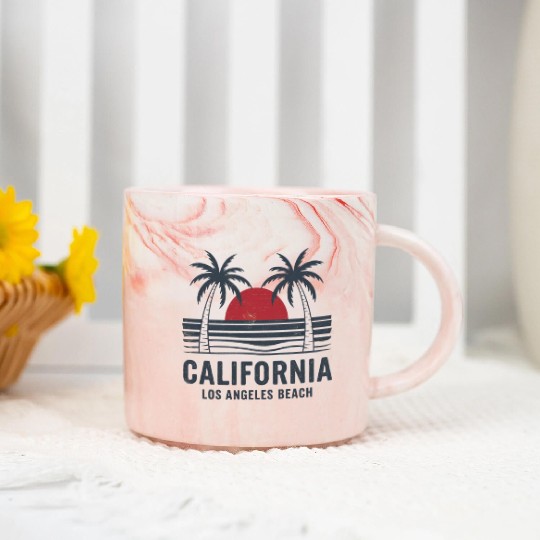 Trendy Los Angeles California Palm Tree Beach Suns Marble Mugs