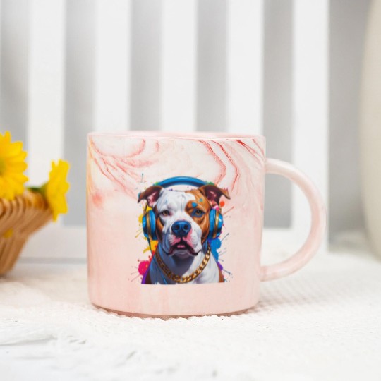 Hip-Hop Pit Bull – Urban Style Pop Art Portrait Marble Mugs