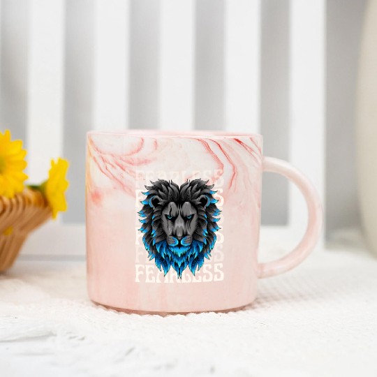 Black Blue Illustrative Fearless Marble Mugs