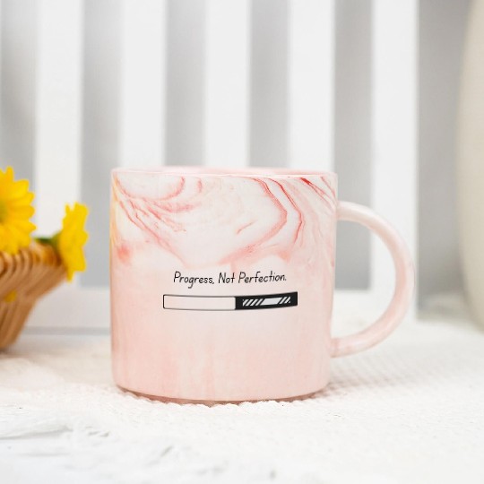 Progress Not Perfection – Growth Bar Design Marble Mugs