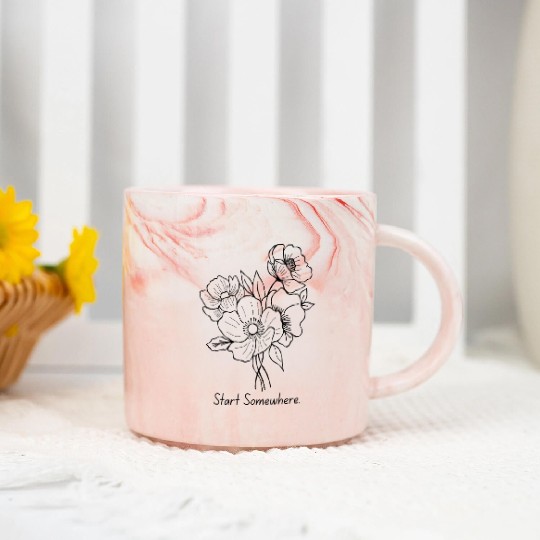 Start Somewhere – Growth Begins Design Marble Mugs