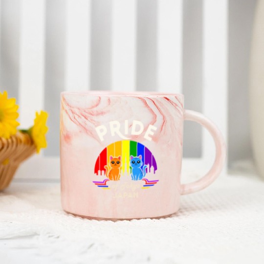 Pride of Tokyo City Japan Rainbow Flag Marble Mugs