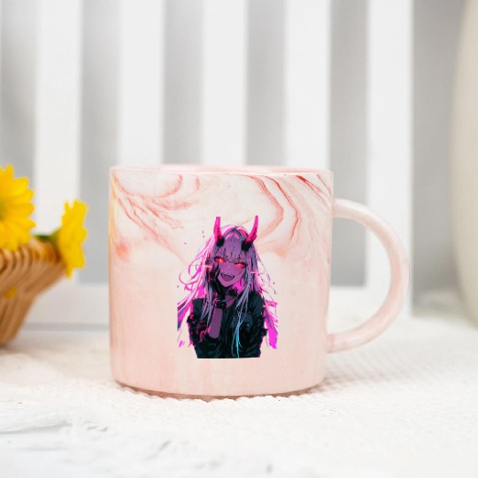 Anime Demon Girl Kawaii Waifu Japanese Anime Marble Mugs
