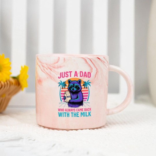 Just A Dad With The Milk – Vaporwave Retro Raccoon Marble Mugs