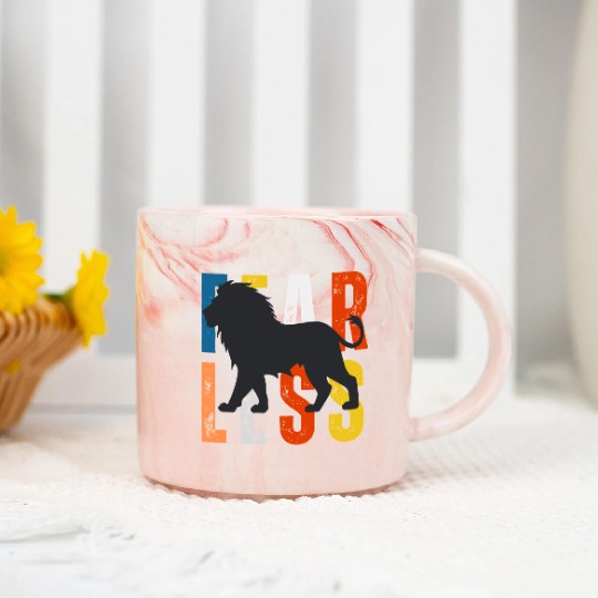 Fearless Lion Head Marble Mugs– Power, Pride & Strength