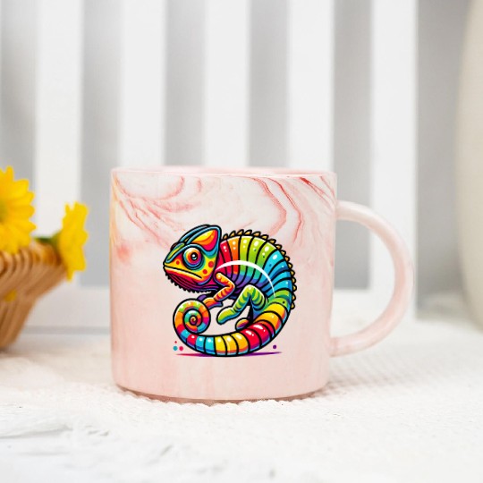 Colorful Chameleon Vibrant Rainbow Lizard Marble Mugs