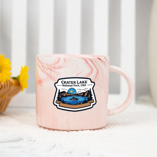 Crater Lake National Park Southern Oregon USA Logo Marble Mugs