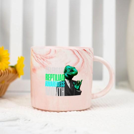 Reptilian Awareness Month Lizard People Marble Mugs