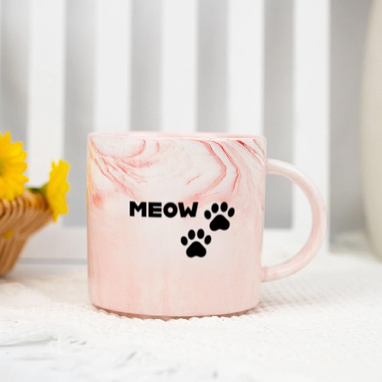 Meow and Paw Prints Marble Mugs