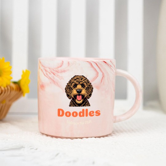 Embrace The Fluff Doodles Dogs Labradoodle Golden Marble Mugs