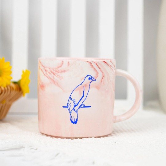 Bird raven dove sitting cable hawk eagle birdie Marble Mugs