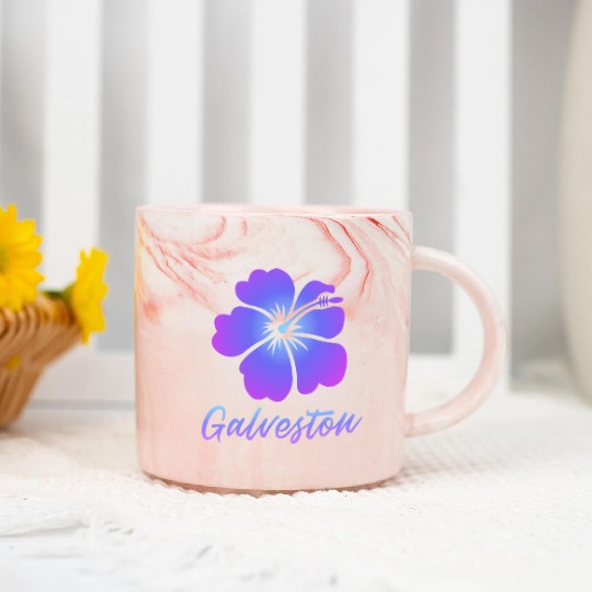 Galveston Hibiscus Marble Mugs