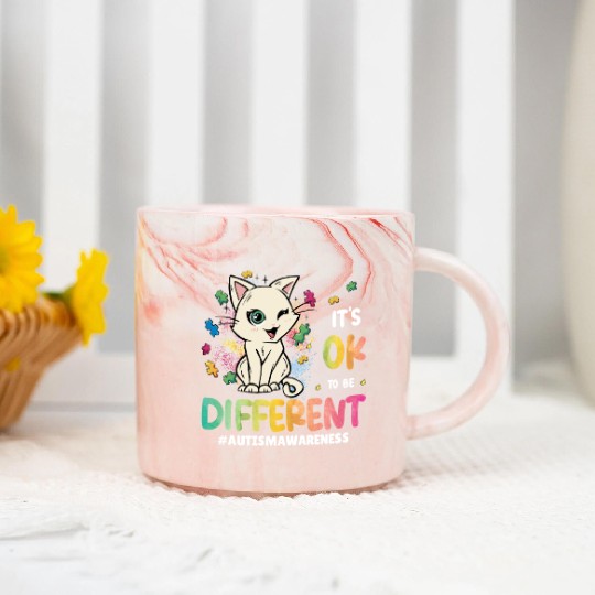 Support Autistic Adults Kids Autism Different Cat Marble Mugs