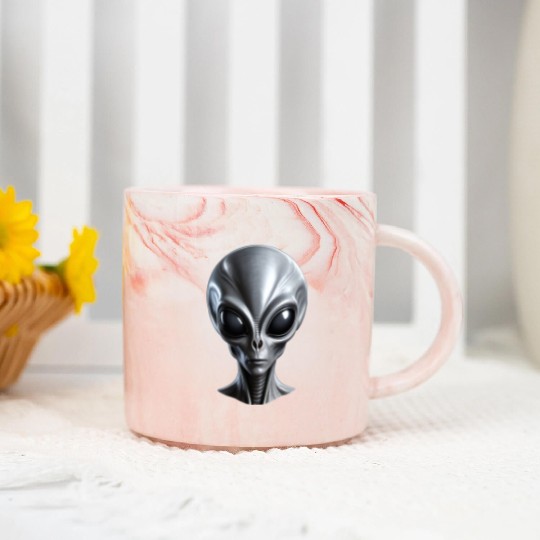 Real Grey Alien with a big head Marble Mugs