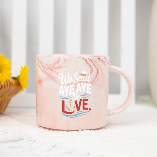 Romantic Cruise Ocean Love Sunset Sail Couples Marble Mugs