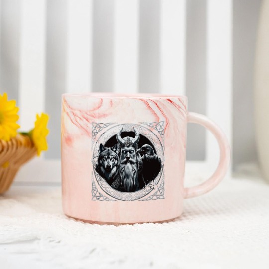 Viking Warrior Man Odin Thor Norman Walhalla Marble Mugs