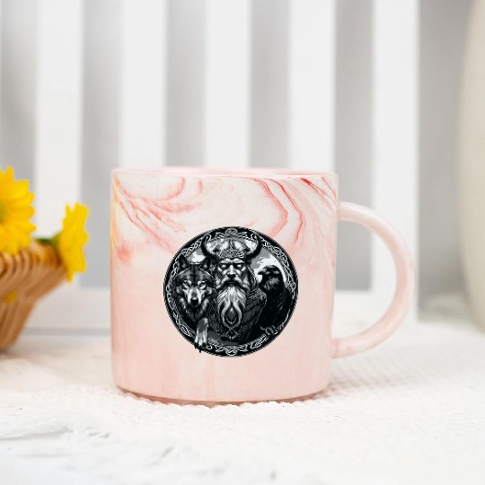Viking Warrior Man Odin Thor Norman Walhalla Marble Mugs