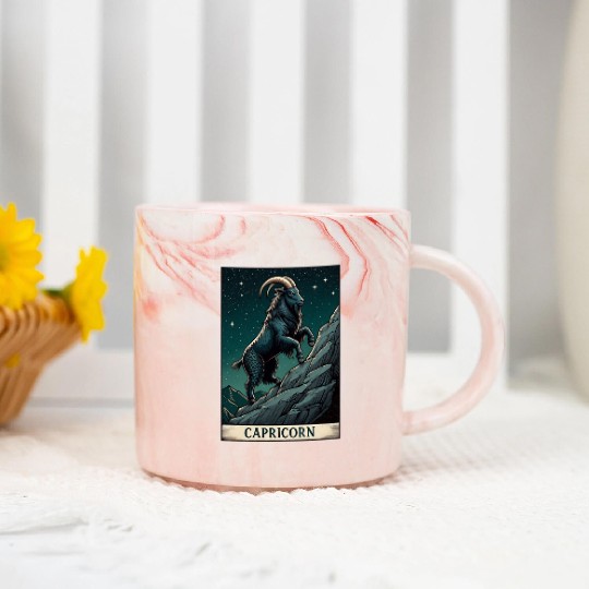 Zodiac Card Capricorn Marble Mugs