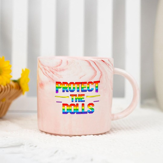 PROTECT THE DOLLS - Rainbow flag Marble Mugs