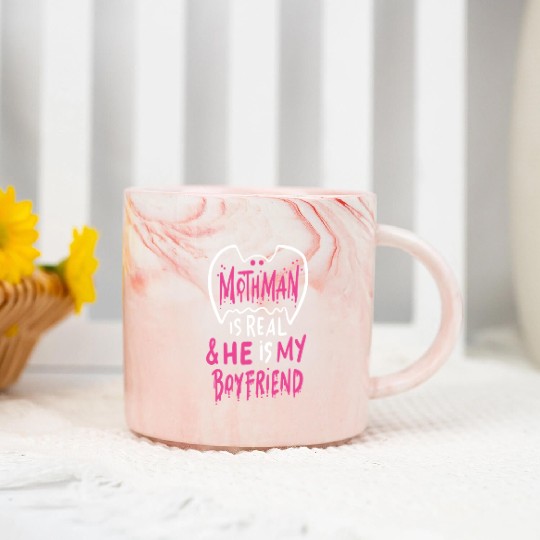 Mothman Is Real He Is My Boyfriend Marble Mugs