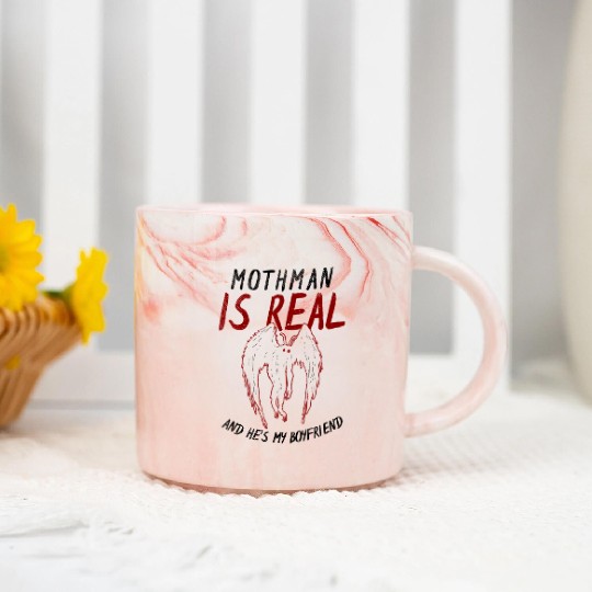 Mothman Is My Boyfriend For Cryptid Lover Marble Mugs