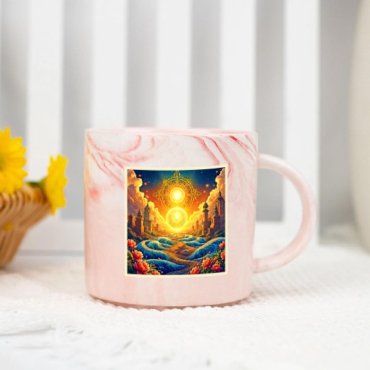 Fantasy Spiritual City Marble Mugs