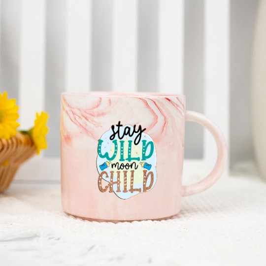 Stay Wild Moon Child – Cute Baby Quote Design Marble Mugs