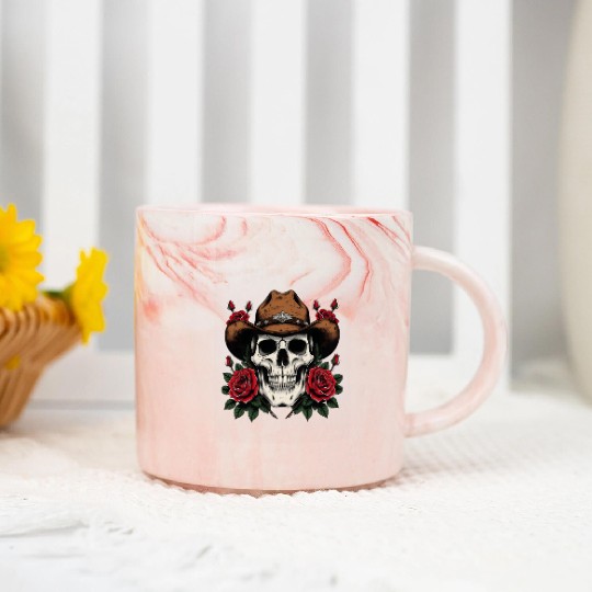 Cowgirl Spirit: Skull & Roses Marble Mugs