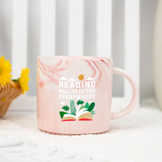 Reading Teacher Librarian Read Book Marble Mugs