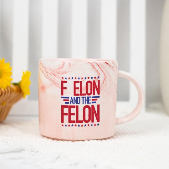 F Elon and the felon funny saying Anti Musk Marble Mugs